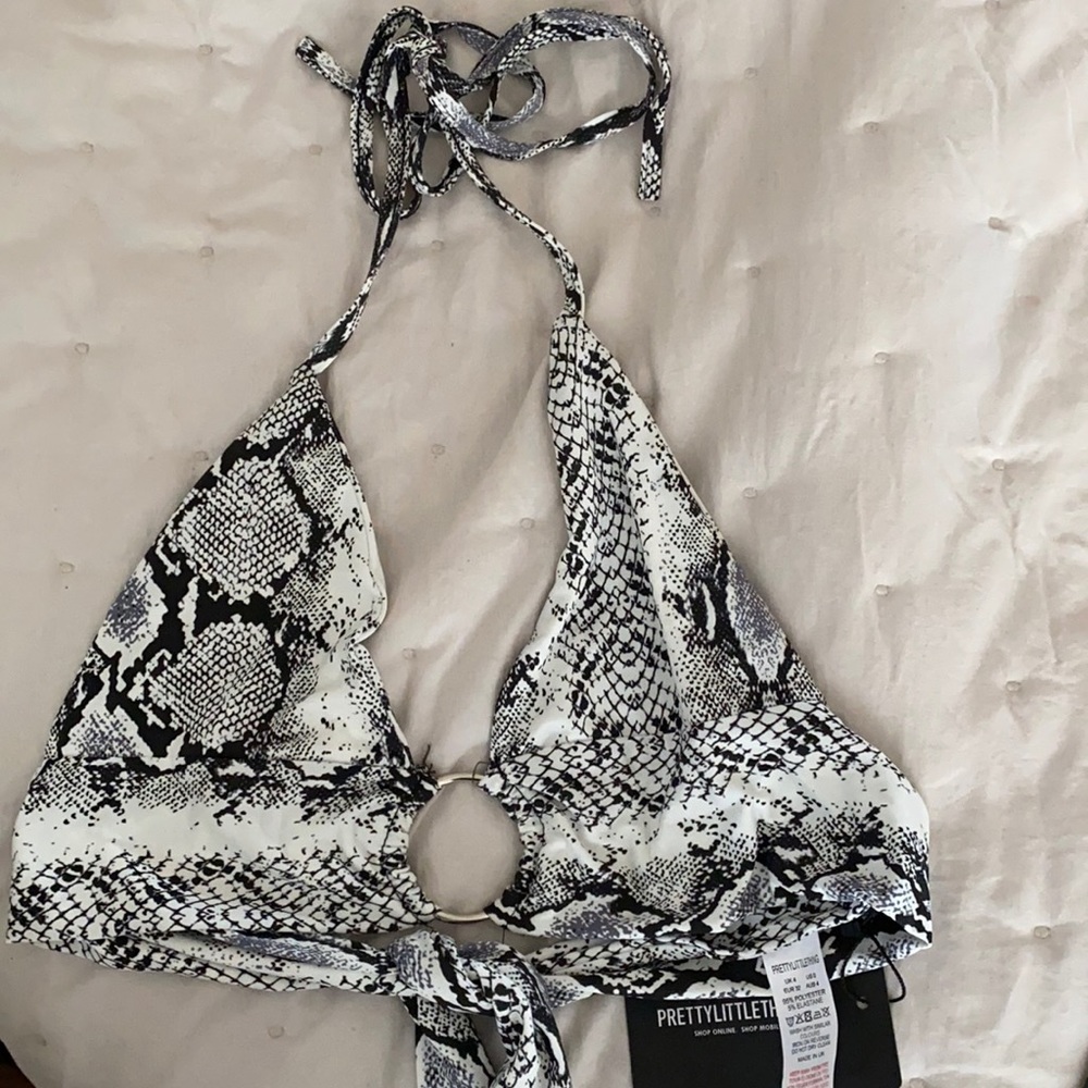 grey snake printed plunge with a ring detail